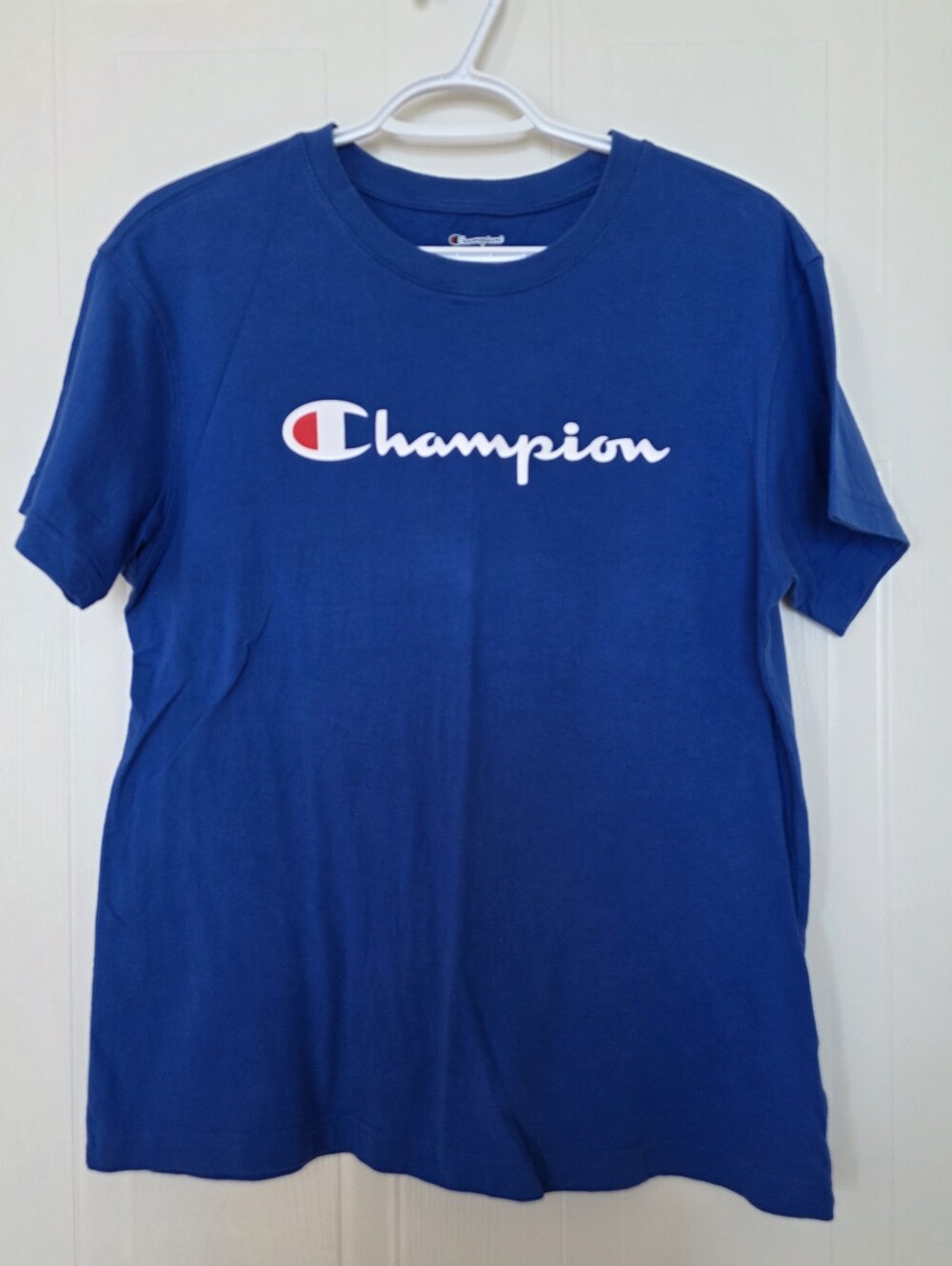 Champion Crewneck Logo Short Sleeve Tee, Blue, Medium